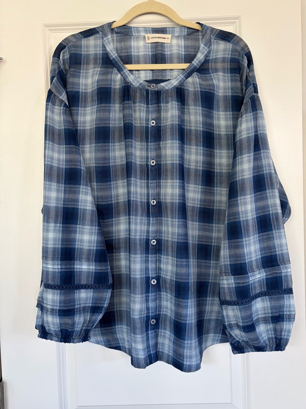 Lucky Brand Blue Plaid Button-Front Women’s Shirt
